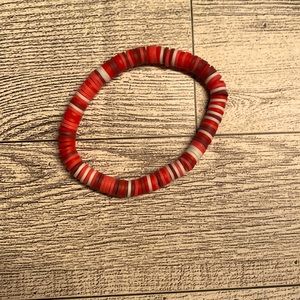 Clay bead bracelet! 6 Inch 152mm red and white